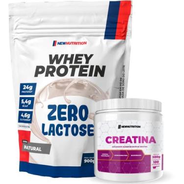 Imagem de Kit Suplementos Whey Protein Zero Lactose 900g Natural + Creatina Mono