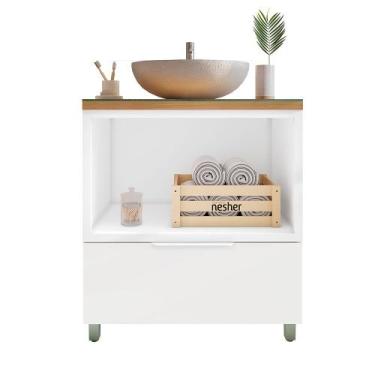 Imagem de Gabinete de Banheiro 80cm com Caixa Organizadora Marquesa 70cm MDF Nes