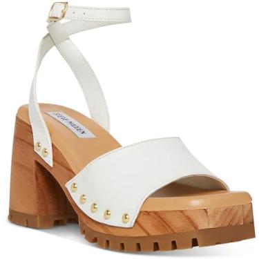 Imagem de Steve Madden Sandália feminina de salto Ocala, Couro branco, 36