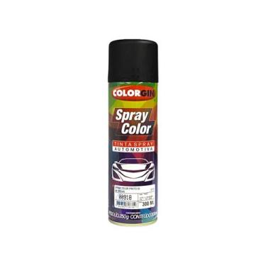 Imagem de Tinta Spray Preto Semi Brilho Colorgin 300ml Tinta Acrílica Secagem Rá