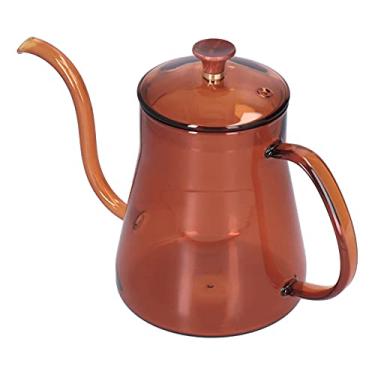 Imagem de Chaleira de café, bule de vidro borosilicato 600ML com tampa para quarto para cozinha(marrom)