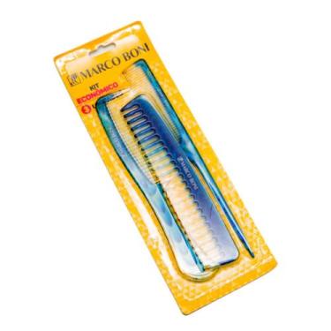Imagem de Kit Colors Com 3 Pentes De Plástico De Uso Diário Marco Boni, Azul