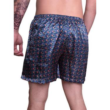 Imagem de Cueca Samba Canção Cetim Adulto Seda Short Pijama - WLS Modas, P, Sort