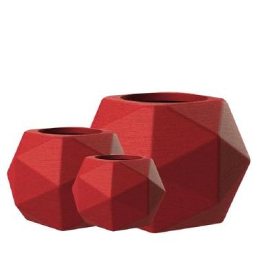 Imagem de Kit de 3 vasos para planta esfera geométrica 3D em polietileno para de