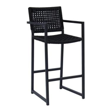 Imagem de Banqueta Alta com Braço Corda e Alumínio de Cozinha Jardim - Sarah Móv