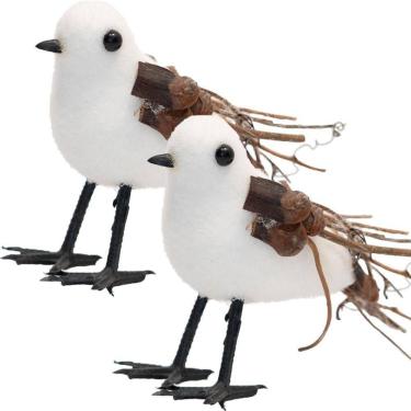Imagem de Kit 4 Passarinhos Branco Natal Decoração Em Isopor 10cm