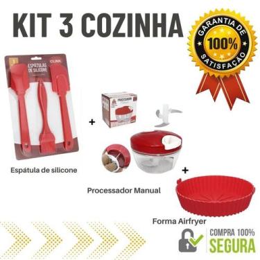 Imagem de Kit 3 Utensílios para Cozinha em Silicone Reutilizável Resistente ao C