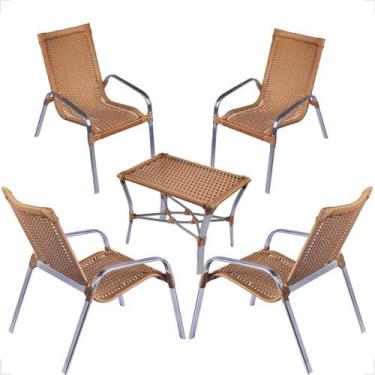 Imagem de Conjunto 4 Cadeiras e Mesa de Centro Alumínio Para Área Externa Fortal