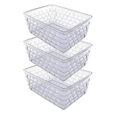 Imagem de Kit 3 Caixa Cesto Multiuso Organizador Telado 25 cm - Uninjet, Transpa