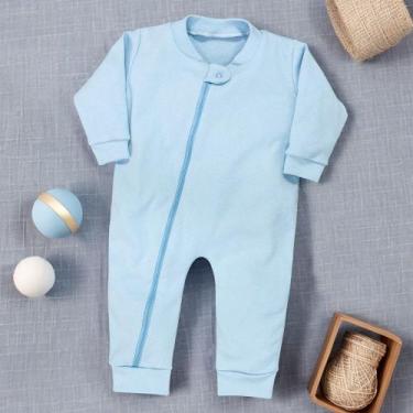 Imagem de Macacão de Bebê em Suedine com Zíper - Era Uma Vez, Azul claro, 6-9M