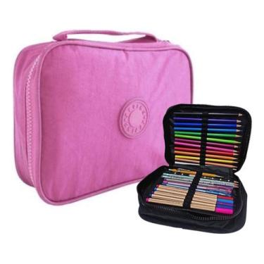 Imagem de Estojo Organizador Escolar Grande Juvenil Moda - RioHome, Rosa
