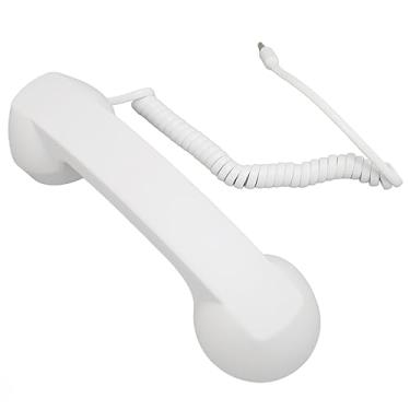 Imagem de Aparelho de telefone retrô de 3,5 mm, aparelho de telefone para celular, à prova de radiação, fone de ouvido antigo, receptor portátil para celular (branco)