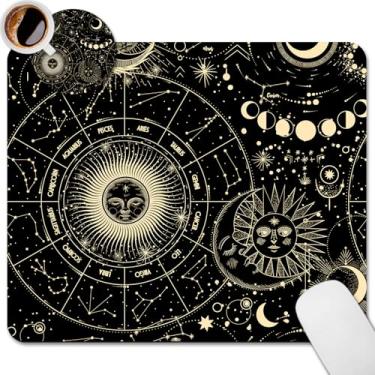 Imagem de Mouse pad com porta-copos personalizado com base de borracha antiderrapante, deslizamento fácil, mousepad texturizado premium para laptop, computador e PC, jogos e escritório, lua vintage
