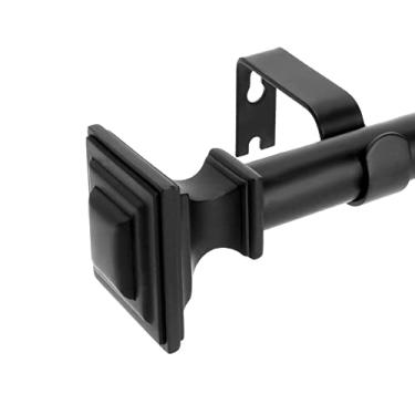 Imagem de Varões de cortina para janelas de 71 a 122 cm (2,3 a 4 pés), hastes de cortina pretas de 1,9 cm de diâmetro, com remates quadrados, tamanho: 45-114 cm, preto fosco