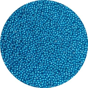 Imagem de Bala&Fillic Contas de sementes redondas de 2 mm 9500 peças/100 gramas em saco 12/0 azul fosco pequenas contas de sementes artesanais para fazer joias, brincos, pulseiras, colar, (azul fosco)