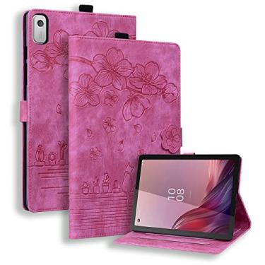 Imagem de Capa para Lenovo Tab M9 9 polegadas 2023 / Nook 22.9 cm Lenovo Tablet (2024), capa magnética de couro PU com suporte para lápis para tb310fu capa rosa