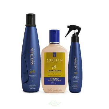 Imagem de KIt Aneethun Linha A Shampoo, Creme de Silicone e Spray