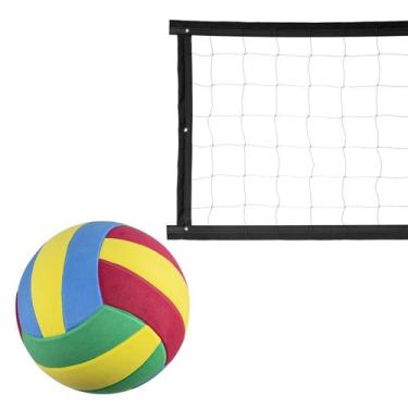 Imagem de Kit rede de vôlei colorido 5 metros preto + bola - Evo Sports, Branco