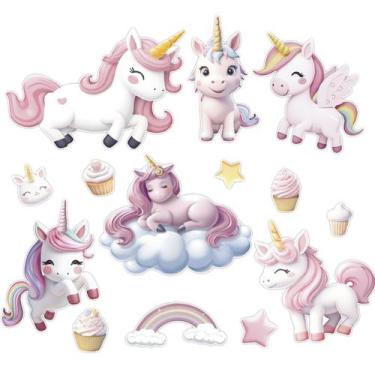 Imagem de Adesivo Papel de Parede Infantil Unicórnios Cupcake Estrela - SHD Sole