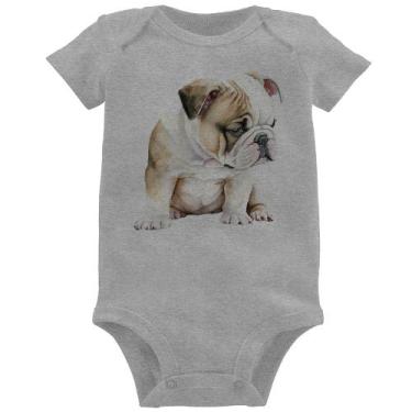 Imagem de Body Bebê Cachorro Buldogue Inglês - Foca na Moda, Cinza, P