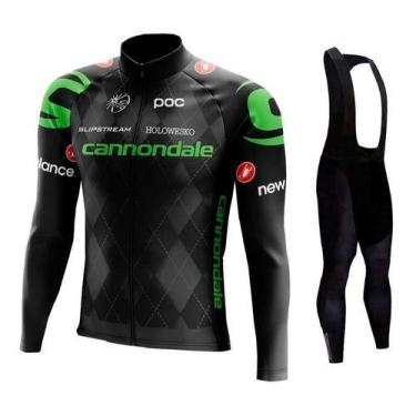 Imagem de Kit Bretelle Gel Camisa Longa Ciclismo Cannondale Bike Uv50+ - Decole,