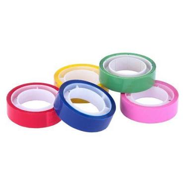 Imagem de Kit 05 Fitas Adesiva 12mmx10m Colorida Polisil Multiuso Adelbras