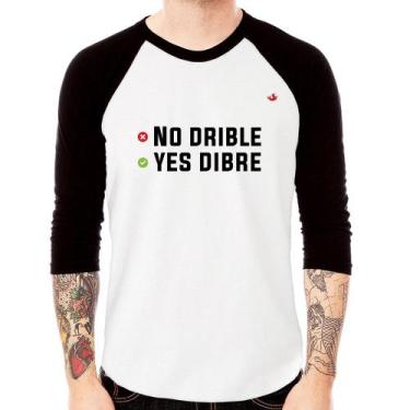Imagem de Camiseta Raglan No drible, yes dibre Manga 3/4 - Foca na Moda, Branco,