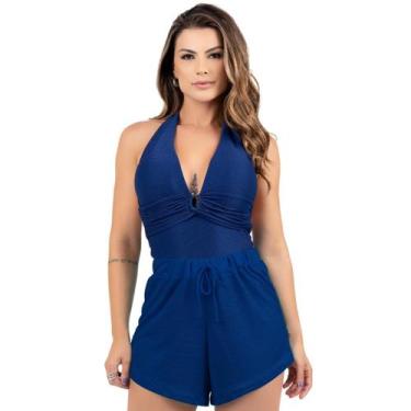 Imagem de Short Saída De Praia Feminino Soltinho Básico 2023  - HYPE MODAS, Azul