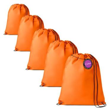 Imagem de Kit 5x Mochilas tipo Saco Gym Sack em TNT Premium 33x40cm Marino TopGe