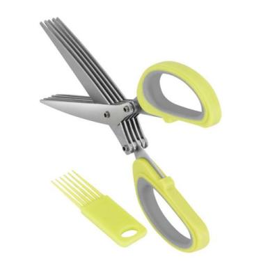 Imagem de Tesoura Corta e Pica Para Temperos Ervas Saladas 5 Lâminas - Yaay, Ver
