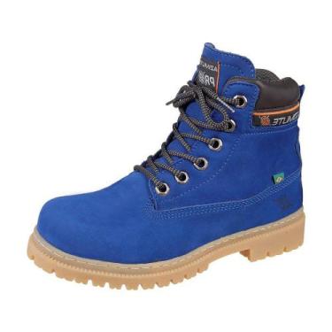 Imagem de Bota Adventure Cano Médio Couro Nobuck Azimute - Terra - Azul Royal, 3