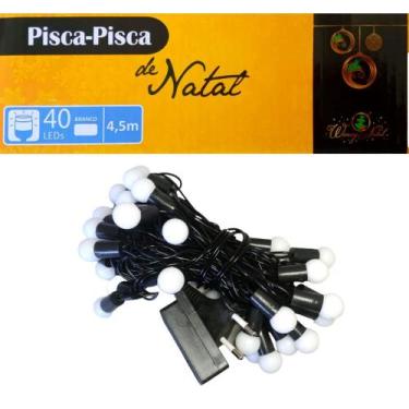 Imagem de Pisca Pisca Natalino 40 Bolinhas Jogo com 2 - Luz Led 127V Branco Frio