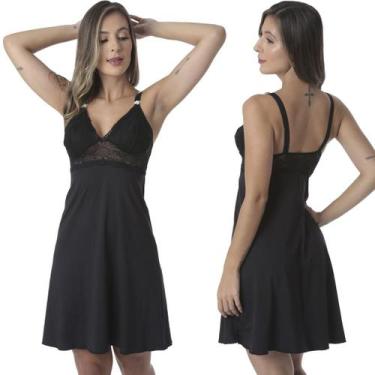 Imagem de Camisola de Amamentação sem Bojo de Microfibra Light e Renda Feminino 