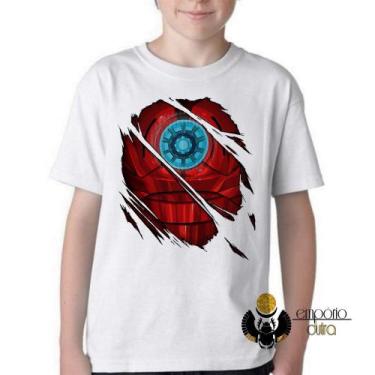 Imagem de Camiseta Infantil ou adulto Homem de Ferro reator armadura Blusa Crian
