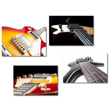 Imagem de Placa Decorativa Música Guitarra MDF Kit 4un 20x30cm - Quartinhos