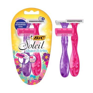 Imagem de BIC Aparelho De Depilação Soleil Shave & Trim 3 Lâminas Rosa E Roxo 930184 2 Unidades + Aparador De Pelos Rosa/Roxo Pacote De 2
