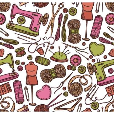 Imagem de Papel Parede Autocolante Casual Itens De Costura Variados Coloridos Mo