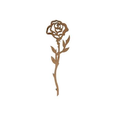 Imagem de Aplique Rosa com Cabo 15,5x5 Kit 6un Mdf Cru Madeira - ATACADÃO DO ART