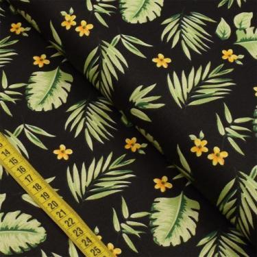 Imagem de Tecido Estampado para Patchwork - Summer : Folhagem Grande Verde Fundo