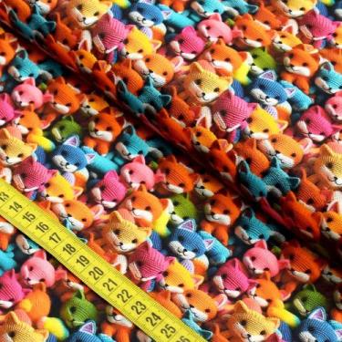 Imagem de Tecido Estampado Para Patchwork - Floresta em Crochê : Raposas (0,50x1