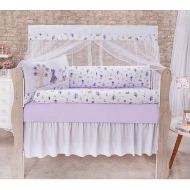 Imagem de Kit enxova para berço bebe camponesa lilas menina - MEDINA CONFECÇÕES