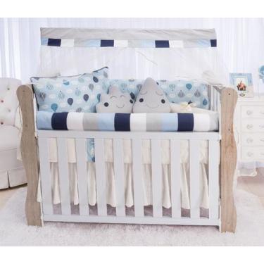 Imagem de Kit enxoval para berço baloeiro marinho menino - MEDINA CONFECÇÕES