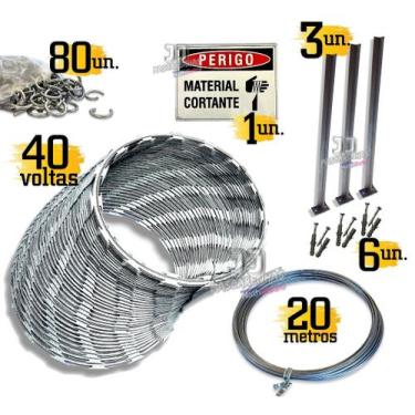 Imagem de Kit Concertina completo para muro portão cerca 30cm - 10m - K. Metalur