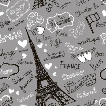 Imagem de Papel De Parede Vinílico Menina Paris Cinza Teen Quarto 10m - DELIQUAD