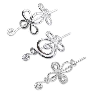 Imagem de UAIAGM Conjunto de 3 peças de broche de xaile para mulheres, nós cruzados, celtas, espiral, espiral, cachecol feito à mão, suéter, broche, manto, alfinete, joias, para capa e envoltórios, Small,