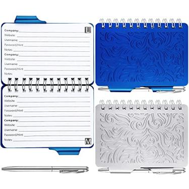 Imagem de Organizador portátil com senha, livro, senha, senha, caderno, elegante, padrão mandala, senha, livro com caneta, caderno espiral para informações de senha (prata, azul)