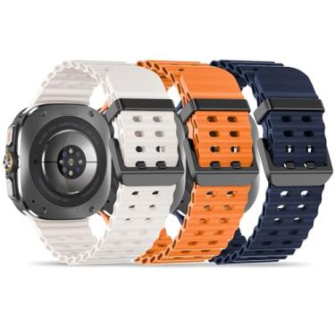Imagem de Pulseira Laband de Silicone para Samsung Galaxy Watch Ultra 47mm, Pacote com 3, Laranja...