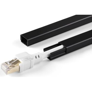 Imagem de ZhiYo Mini cabo hider – Capa autoadesiva de PVC de 431 cm para TV, cabo de extensão e fios USB – Escondedor de cabo de parede preto para TV montada na parede – conexão sem costura, classificação