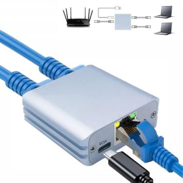 Imagem de Aoaizue Adaptador divisor Ethernet RJ45, cabo de rede USB para RJ45 de alta velocidade 1000Mbps 8P8C, plugue extensor, interface LAN, conector de soquete Ethernet de 1 a 2 portas duplas para Cat5,