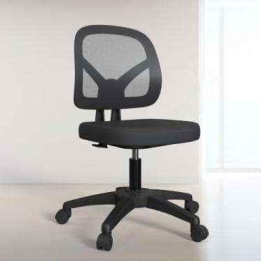 Imagem de KIZECK Cadeira de trabalho moderna giratória sem braços pequena para computador com suporte lombar de altura ajustável para trabalho de estudo